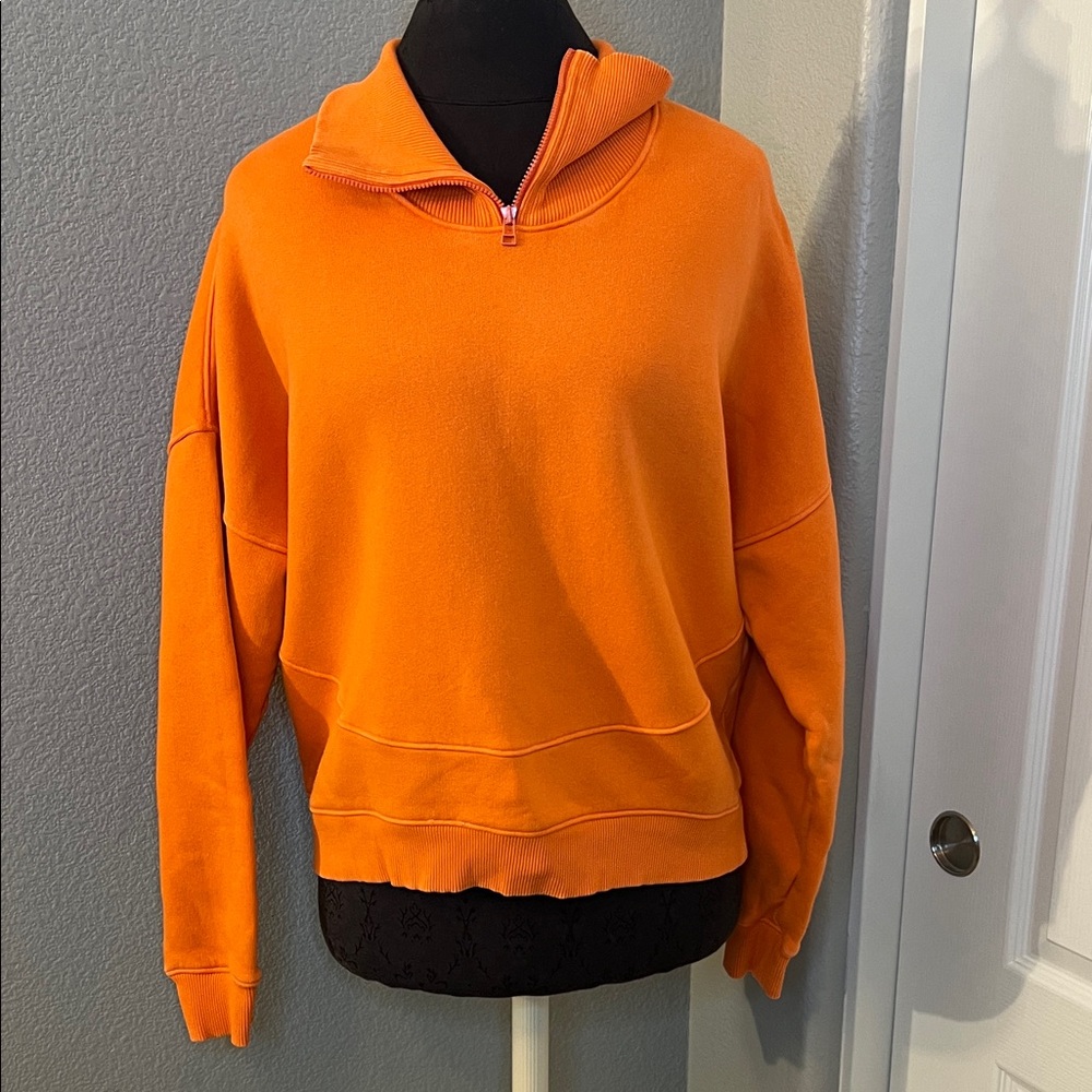 Outdoor Voices Nimbus 1/4 Zip Sweatshirt Orange Half-Zip Women's Hoodie Medium - Picture 2 of 9